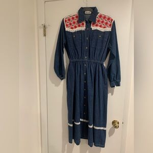 Cowgirl dress with vintage fabric additions